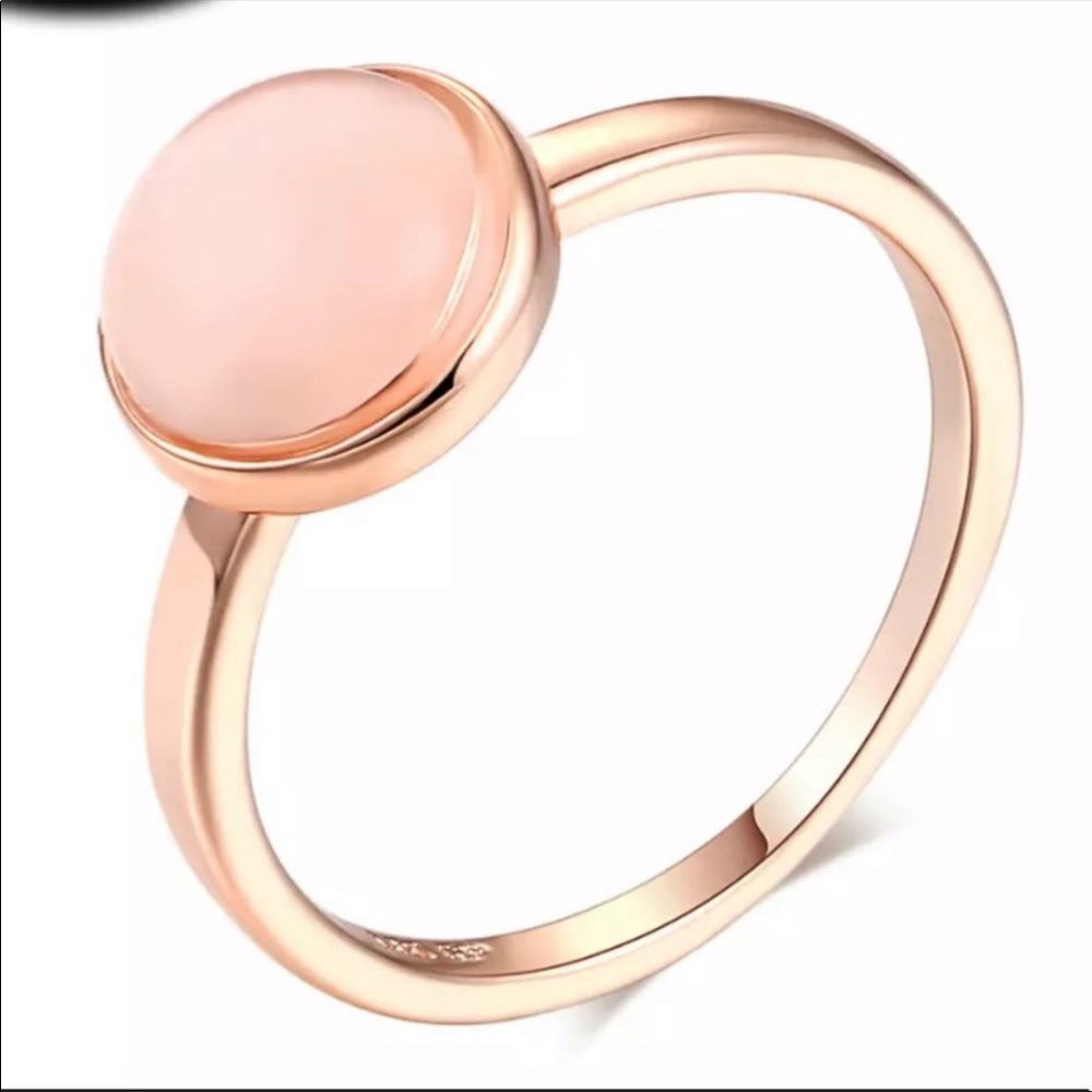 New Women’s 18K Rose Gold Plated Round Opal Ring